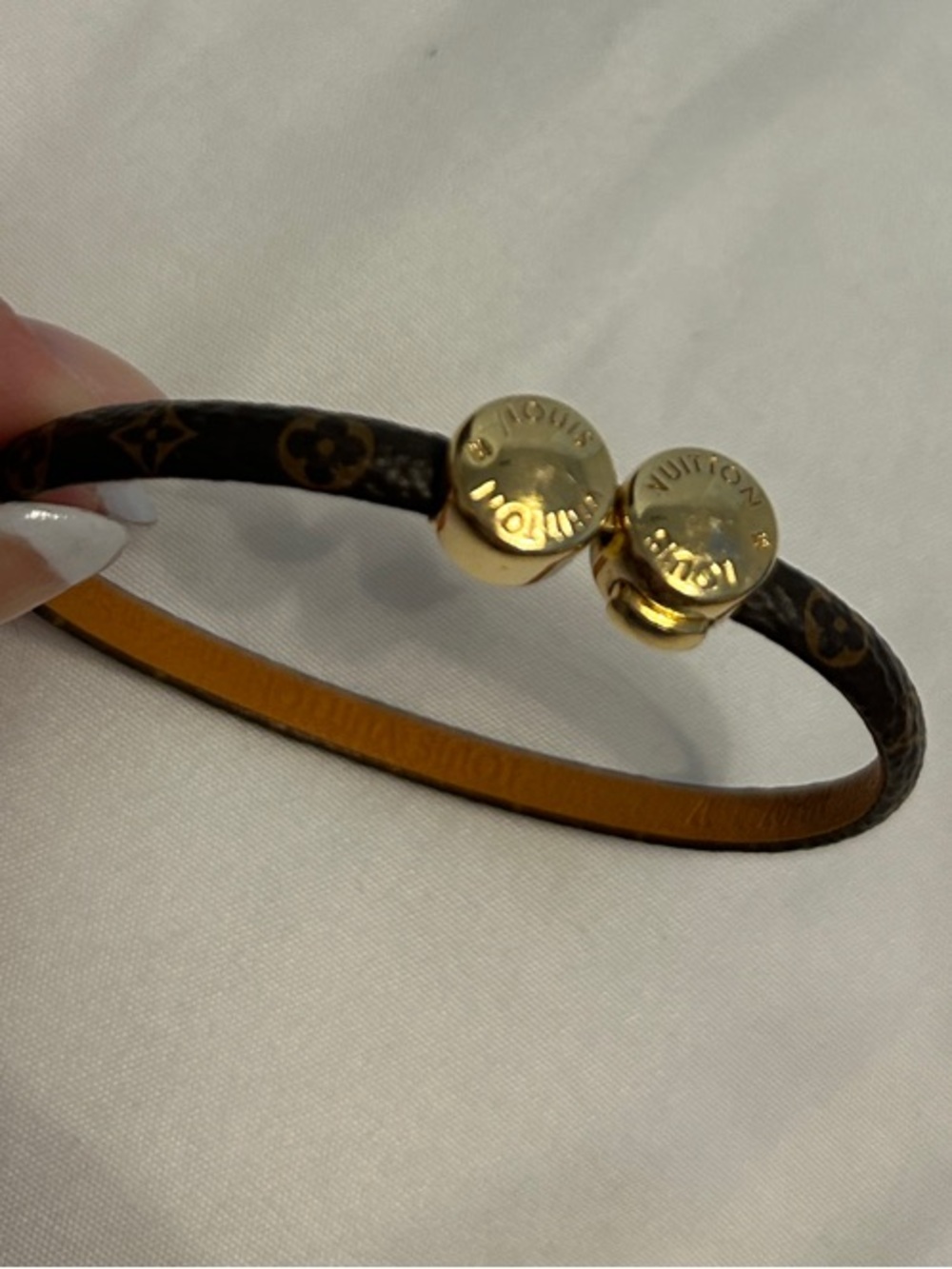 Louis Vuitton Brown & Gold Monogram Leather Bracelet